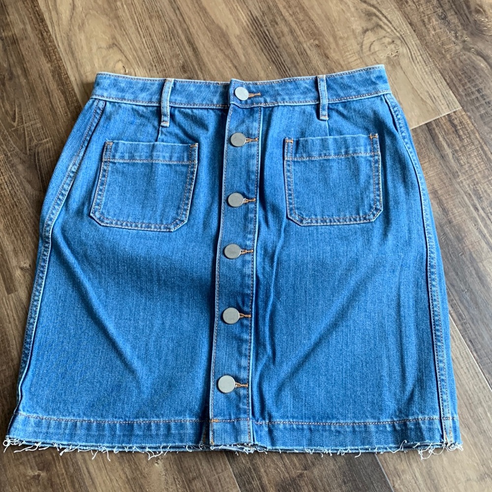 LOFT Front Button Up Denim Skirt NWT